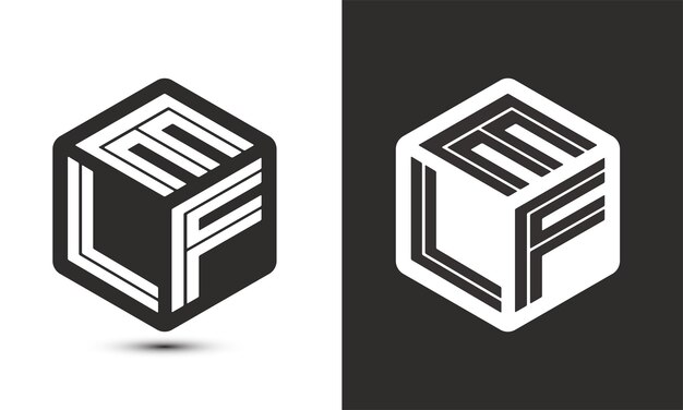Diseño de logotipo de letra ELF con logotipo de cubo ilustrador logotipo vectorial estilo de superposición de fuente de alfabeto moderno