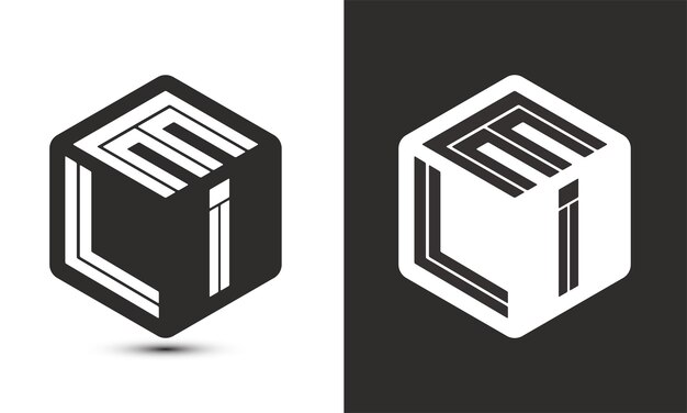 Diseño de logotipo de letra ELI con logotipo de cubo ilustrador logotipo vectorial estilo de superposición de fuente de alfabeto moderno