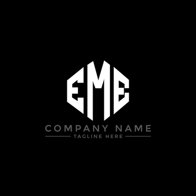 Diseño de logotipo de letra EME con forma de polígono EME polígono y forma de cubo diseño de logotipo EME hexágono patrón de logotipo vectorial colores blanco y negro EME monograma negocio y logotipo de bienes raíces