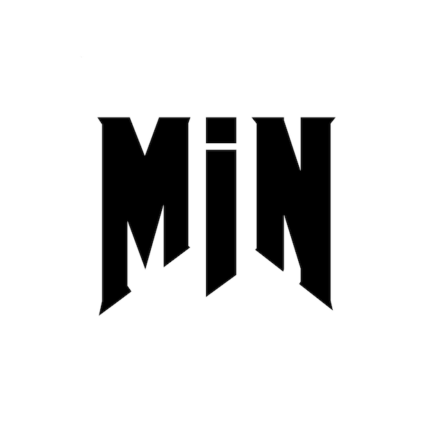 Diseño de logotipo de letra para la empresa de tecnología MIN Diseño del logotipo en blanco y negro Combinación de colores MIN Logotipo MIN Diseño vectorial MIN Icono MIN Alfabeto MIN Tipografía MIN diseño del logotipo