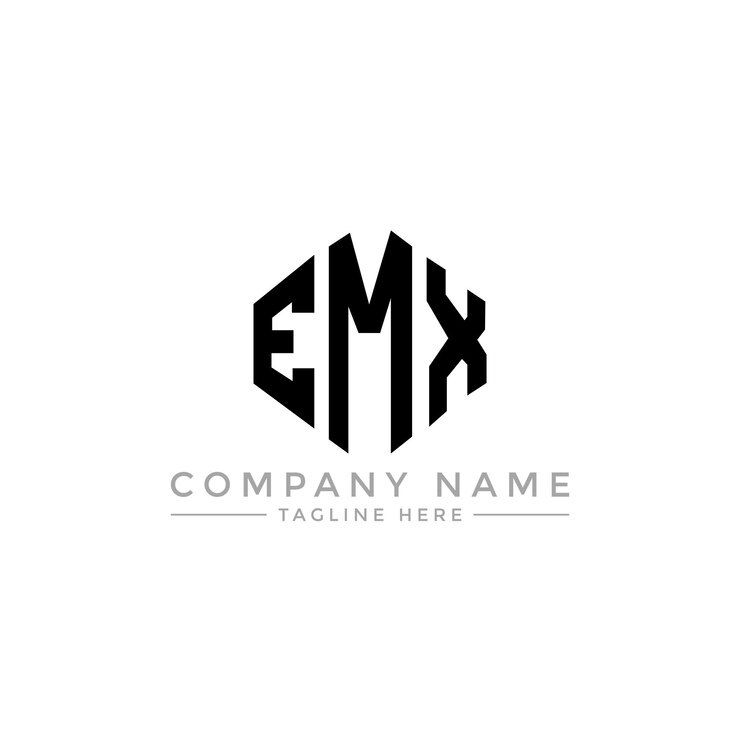 Vector diseño de logotipo de letra emx con forma de polígono emx polígono y forma de cubo diseño de logotipo emx hexágono patrón de logotipo vectorial colores blanco y negro emx monograma negocio y logotipo de bienes raíces