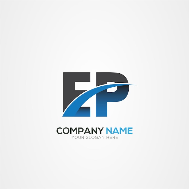 Diseño del logotipo de la letra EP o PE con un corte creativo