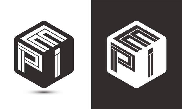 Diseño de logotipo de letra EPI con logotipo de cubo ilustrador logotipo vectorial estilo de superposición de fuente de alfabeto moderno