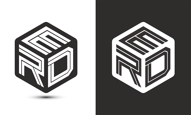 Diseño de logotipo de letra ERD con logotipo de cubo ilustrador logotipo vectorial estilo de superposición de fuente de alfabeto moderno