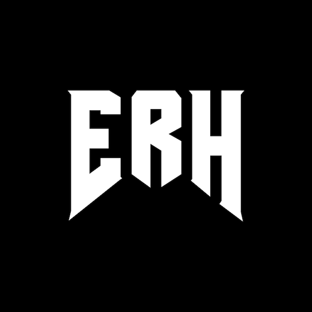 Diseño de logotipo de letra ERH para la empresa de tecnología Diseño del logotipo ERH combinación de colores blanco y negro Logotipo ERH Vector Diseño ERH Icono ERH Alfabeto ERH Tipografía Diseño del Logotipo
