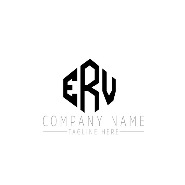 Diseño de logotipo de letra ERV con forma de polígono ERV poligono y forma de cubo diseño de logotipo ERV hexágono modelo de logotipo vectorial colores blanco y negro ERV monograma de negocios y logotipo de bienes raíces