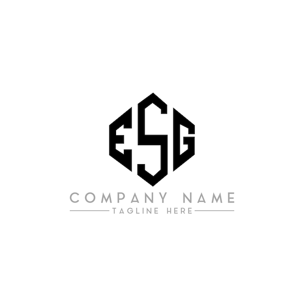 Diseño del logotipo de la letra ESG con forma de polígono ESG diseño del logotipo en forma de póligono y cubo ESG hexágono modelo de logotipo vectorial colores blanco y negro ESG monograma negocio y logotipo de bienes raíces