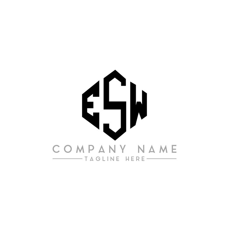 Vector diseño del logotipo de la letra esw con forma de polígono esw diseño del logotipo en forma de póligono y cubo esw hexágono modelo de logotipo vectorial colores blanco y negro esw monograma de negocios y logotipo inmobiliario