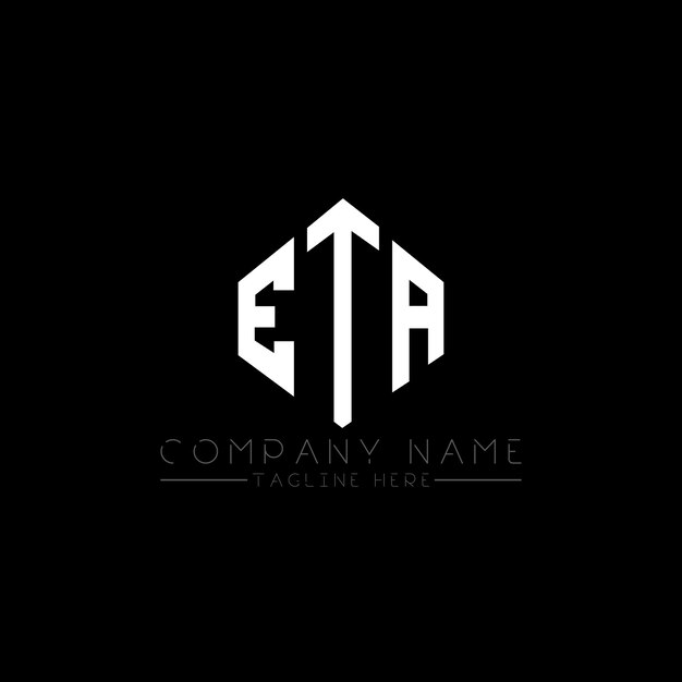 El diseño del logotipo de la letra ETA con forma de polígono ETA polígono y forma de cubo Diseño del logotipo ETA hexágono plantilla del logotipo vectorial colores blanco y negro ETA monograma logotipo de negocios e inmobiliario