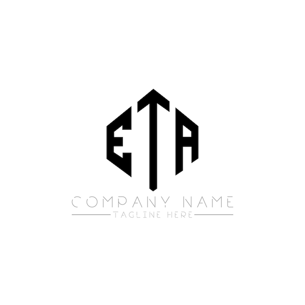 El diseño del logotipo de la letra ETA con forma de polígono ETA polígono y forma de cubo Diseño del logotipo ETA hexágono plantilla del logotipo vectorial colores blanco y negro ETA monograma logotipo de negocios e inmobiliario