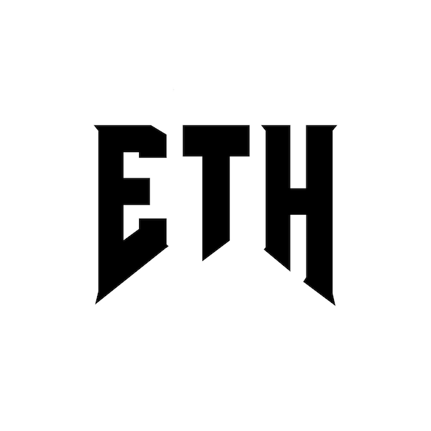 Diseño de logotipo de letra ETH para la empresa de tecnología ETH Diseño del logotipo ETH combinación de colores blanco y negro ETH Logotipo ETH Vector ETH diseño ETH icono ETH alfabeto ETH tipografía diseño del logotipo