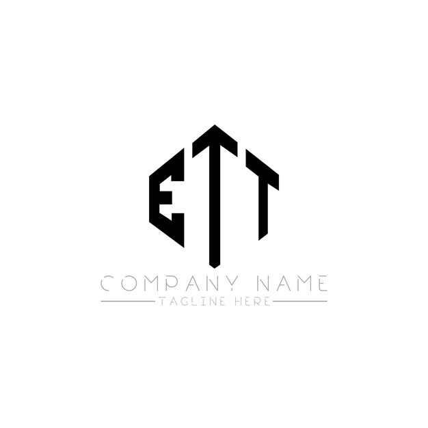 Diseño del logotipo de la letra ETT con forma de polígono ETT polígono y forma de cubo diseño del logotipo ETT hexágono modelo de logotipo vectorial colores blanco y negro ETT monograma negocio y logotipo de bienes raíces