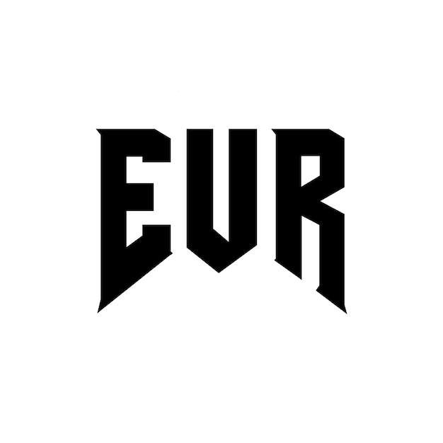 Diseño de logotipo de la letra EUR para una empresa tecnológica Diseño del logotipo EUR combinación de colores blanco y negro Logotipo EUR Vector EUR Diseño del icono EUR Alfabeto EUR Tipografía diseño del logotipo