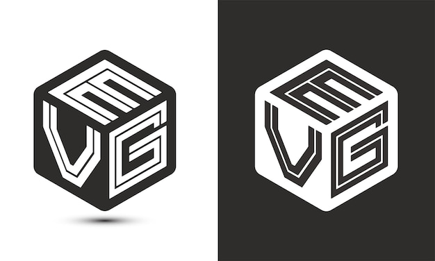 Diseño de logotipo de letra EVG con logotipo de cubo ilustrador logotipo vectorial estilo de superposición de fuente de alfabeto moderno