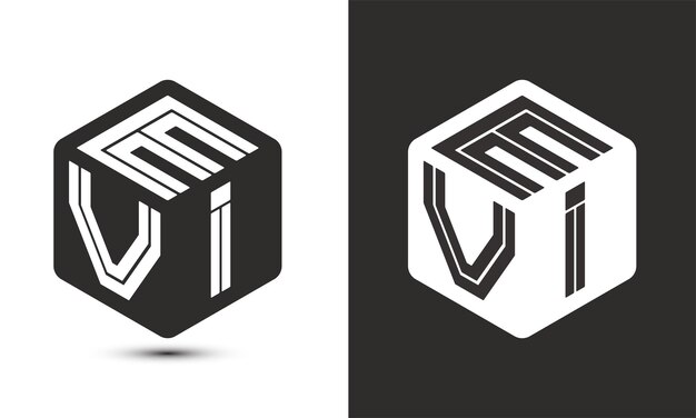 Diseño de logotipo de letra EVI con logotipo de cubo ilustrador logotipo vectorial estilo de superposición de fuente de alfabeto moderno