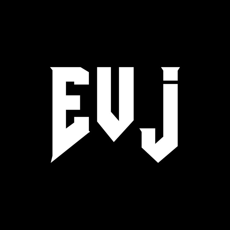 Vector diseño de logotipo de letra evj para la compañía de tecnología evj diseño de logotipo combinación de colores blanco y negro evj logotipo evj vector evj diseño evj icono evj alfabeto evj tipografía diseño de logotip