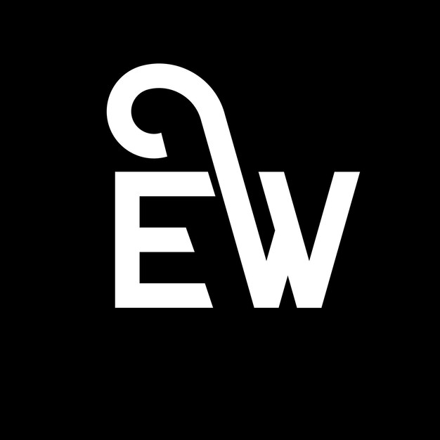 Diseño del logotipo de la letra EW en fondo negro EW iniciales creativas concepto del logo de la letra ew diseño de la carta EW diseño de la letra blanca en fondo negro logotipo E W e w