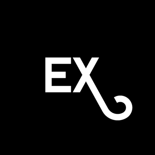 Vector diseño de logotipo de letra ex en fondo negro ex iniciales creativas concepto del logotipo de carta ex diseño de letra ex diseño de letra blanca en fondo negro e x e x logotipo