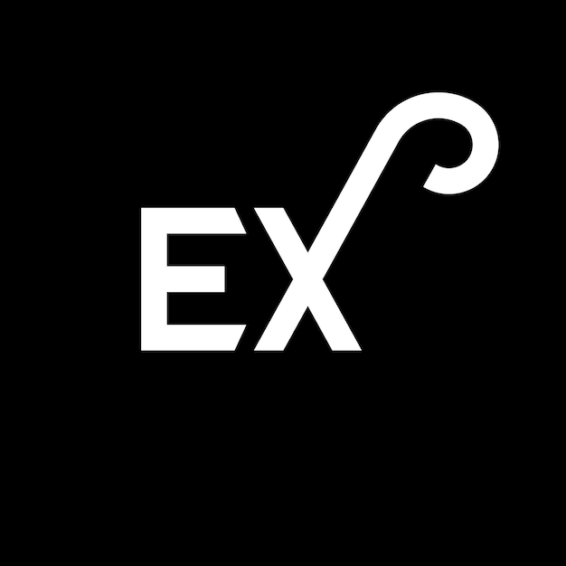 Vector diseño de logotipo de letra ex en fondo negro ex iniciales creativas concepto del logotipo de carta ex diseño de letra ex diseño de letra blanca en fondo negro e x e x logotipo