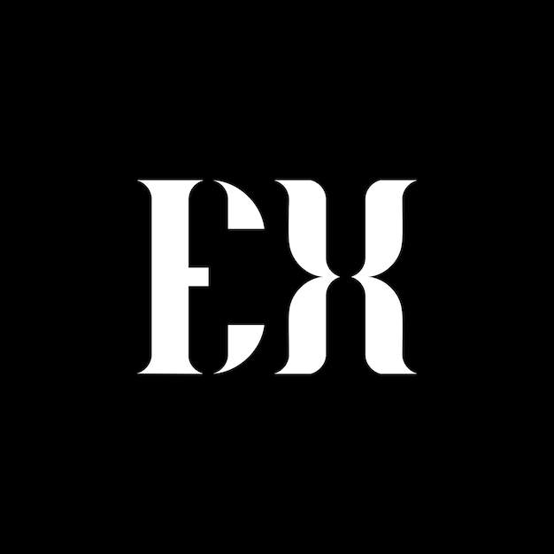 El diseño del logotipo de la letra EX: letra inicial EX, monograma en mayúscula, logotipo de color blanco, logotipo EX: diseño EX: E: Xx9