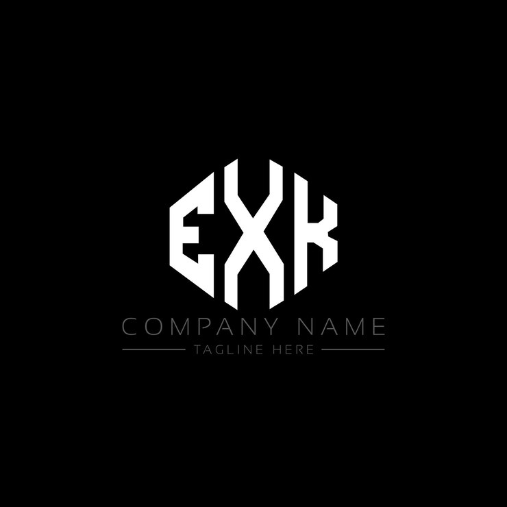Vector diseño del logotipo de la letra exk con forma de polígono exk poligono y forma de cubo diseño del logotipo exk hexágono modelo de logotipo vectorial colores blanco y negro exk monograma logotipo de negocios e inmobiliario