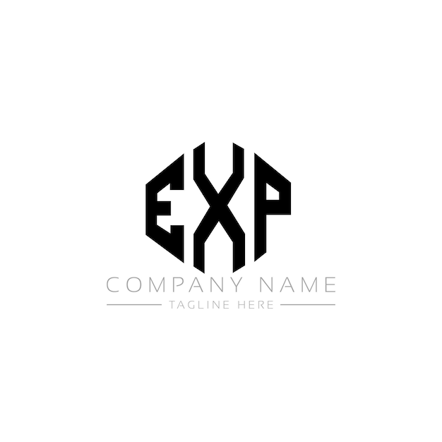 Diseño del logotipo de la letra EXP con forma de polígono EXP polígono