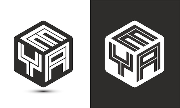 Diseño de logotipo de letra EYA con logotipo de cubo ilustrador logotipo vectorial estilo de superposición de fuente de alfabeto moderno
