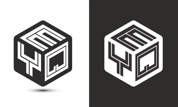 Vector diseño de logotipo de letra eyq con logotipo de cubo ilustrador logotipo vectorial estilo de superposición de fuente de alfabeto moderno