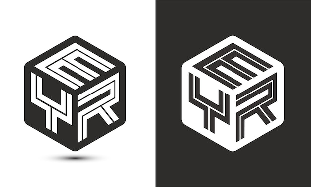 Diseño de logotipo de letra eyr con logotipo de cubo ilustrador logotipo vectorial estilo de superposición de fuente de alfabeto moderno
