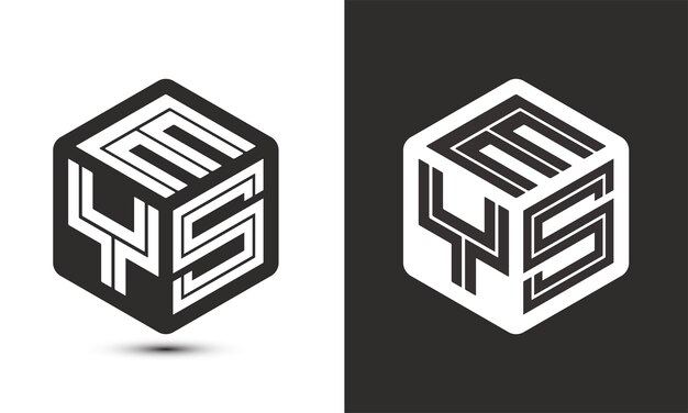 Diseño de logotipo de letra EYS con logotipo de cubo ilustrador logotipo vectorial estilo de superposición de fuente de alfabeto moderno