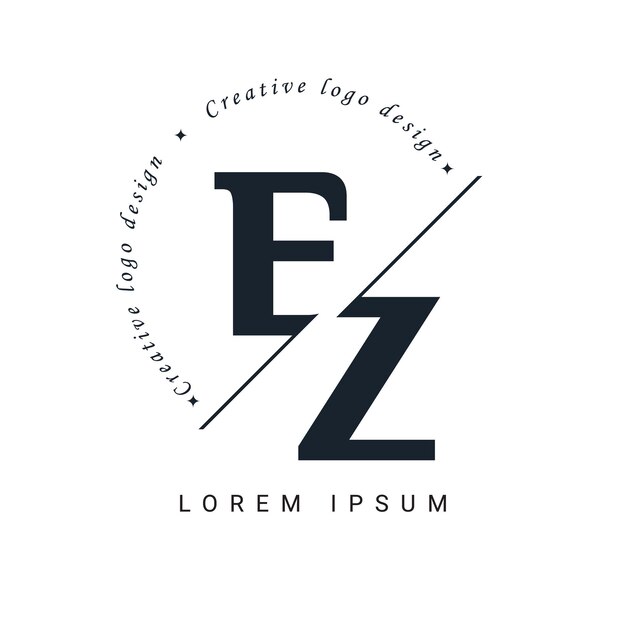 Diseño del logotipo de la letra EZ con un corte creativo Diseño creativo del logotipo