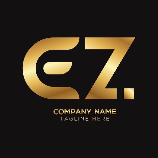 Diseño de logotipo de letra EZ metálico dorado
