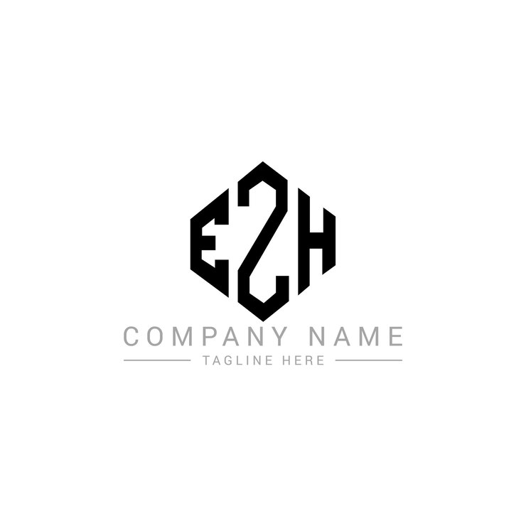 Vector diseño del logotipo de la letra ezh con forma de polígono ezh diseño del logotipo en forma de póligono y cubo ezh hexágono patrón del logotipo vectorial colores blanco y negro ezh monograma logotipo de negocios e inmobiliario