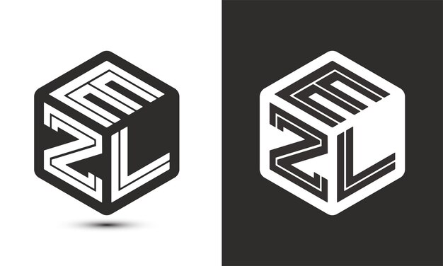 Diseño de logotipo de letra EZL con logotipo de cubo ilustrador logotipo vectorial estilo de superposición de fuente de alfabeto moderno