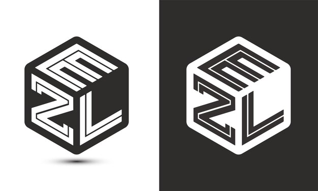 Diseño de logotipo de letra ezl con logotipo de cubo ilustrador logotipo vectorial estilo de superposición de fuente de alfabeto moderno