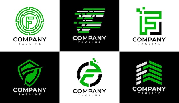 Diseño de logotipo de letra F abstracta de línea digital moderna
