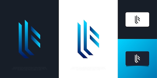 Diseño de logotipo de letra f abstracto y moderno en degradado azul con concepto abstracto. símbolo gráfico del alfabeto para la identidad empresarial corporativa