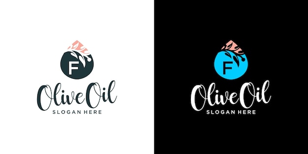 Diseño de logotipo letra f aceite de oliva