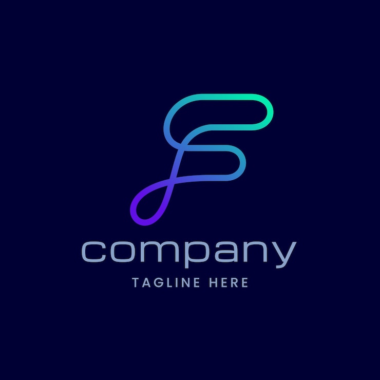 Vector diseño del logotipo de la letra f futuristic abstract line art