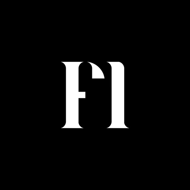 El diseño del logotipo de la letra F I La letra inicial FI, el monograma en mayúsculas, el logotipo en color blanco, el logotipio FI, el diseño F I, el FI F Ix9