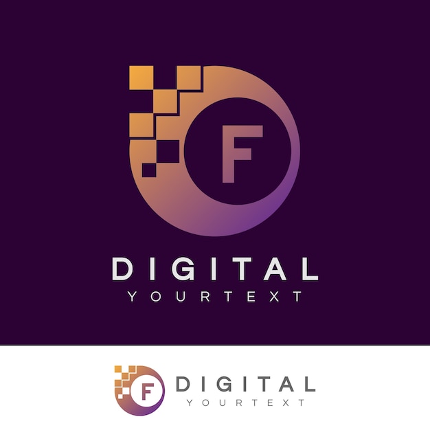 diseño de logotipo letra F inicial digital