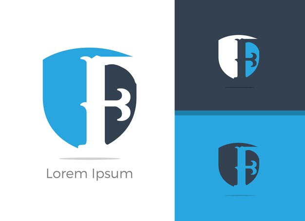 Diseño de logotipo de letra F. Letra F en la ilustración de vector de forma de escudo.