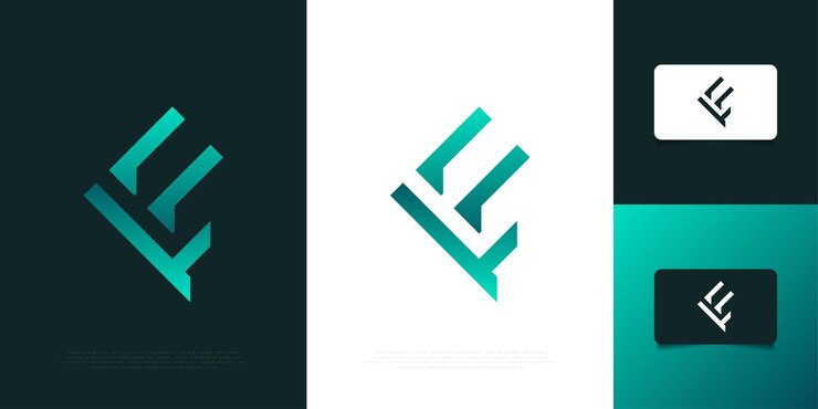 Vector diseño de logotipo de letra f moderno y futurista en degradado verde con concepto abstracto. logotipo inicial de la letra f