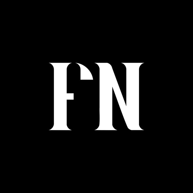 El diseño del logotipo de la letra F N La letra inicial FN, el monograma en mayúsculas, el logotipo de color blanco FN, el logotipio F N, el diseño FN F Nx9