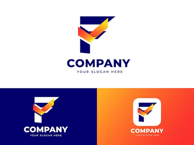 Diseño de logotipo de letra F con símbolo de lista de verificación plantilla de diseño de vector de ilustración moderna