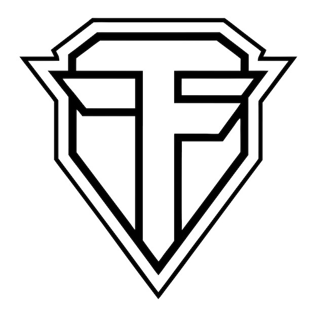 Diseño del logotipo de la letra F de tamaño pequeño en blanco y negro
