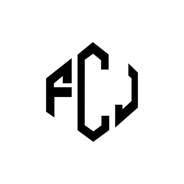Diseño del logotipo de la letra FCJ con forma de polígono FCJ diseño del logotipo en forma de póligono y cubo FCJ hexágono modelo de logotipo vectorial colores blanco y negro FCJ monograma negocio y logotipo de bienes raíces