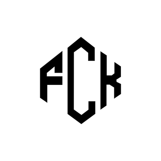 Diseño del logotipo de la letra FCK con forma de polígono FCK diseño del logotipo en forma de póligono y cubo FCK hexágono modelo de logotipo vectorial colores blanco y negro FCK monograma logotipo de negocios e inmobiliario