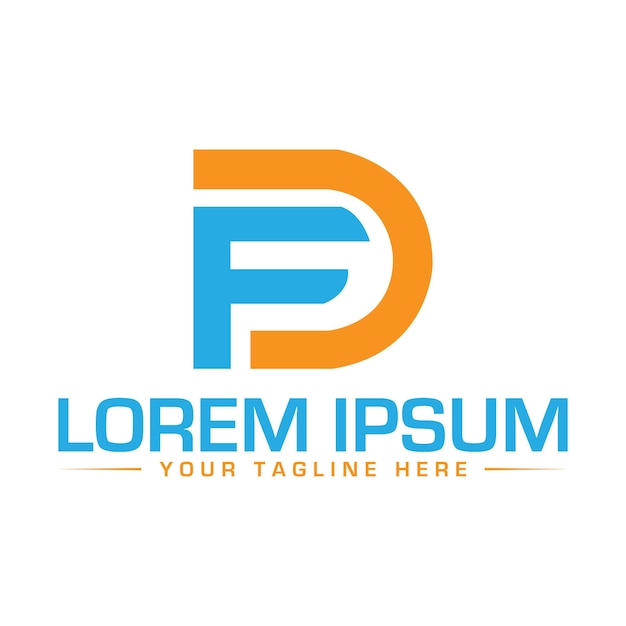 Diseño de logotipo de letra FD Diseño de logotipo FD DF único y profesional