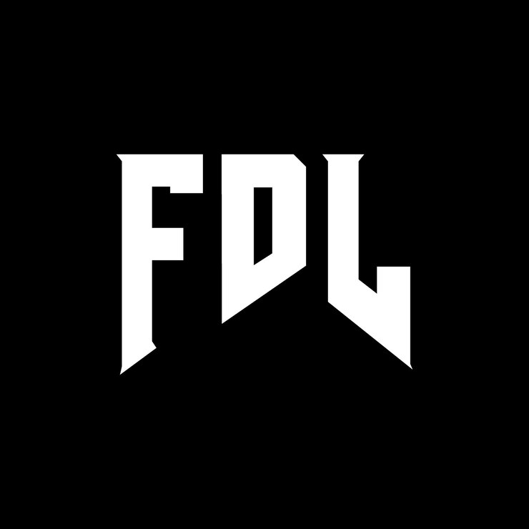 Vector diseño de logotipo de letra fdl para la empresa de tecnología fdl diseño del logotipo fdl combinación de colores blanco y negro logotipo fdl vector diseño fdl icono fdl alfabeto fdl tipo de diseño de logotipo